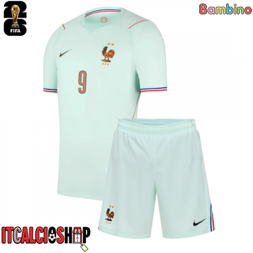 Francia Marcus Thuram #9 Seconda Maglia Bambino Mondiali 2026 Manica Corta (+ Pantaloni corti)